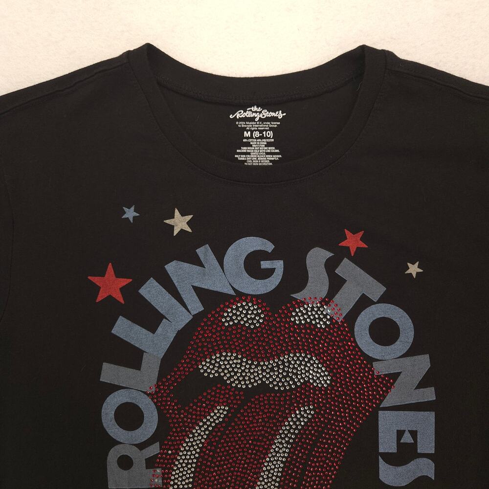 Rolling Stones 78 Tour Band Crew Neck Short Sleeve T Shirt Womens Size M Black